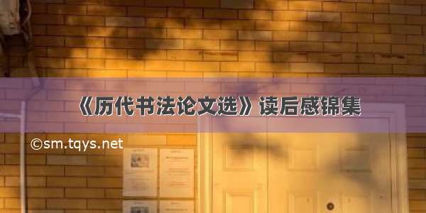 《历代书法论文选》读后感锦集