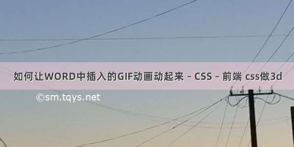 如何让WORD中插入的GIF动画动起来 – CSS – 前端 css做3d