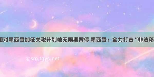 美国对墨西哥加征关税计划被无限期暂停 墨西哥：全力打击“非法移民”