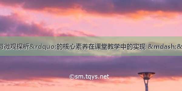 浅谈&ldquo;宏观辨识与微观探析&rdquo;的核心素养在课堂教学中的实现 &mdash;&mdash;基于河南省高中