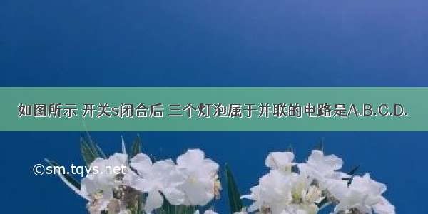 如图所示 开关s闭合后 三个灯泡属于并联的电路是A.B.C.D.