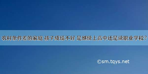 农村条件差的家庭 孩子成绩不好 是继续上高中还是读职业学校？