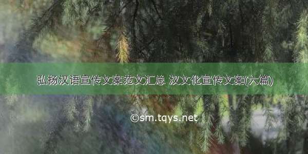 弘扬汉语宣传文案范文汇总 汉文化宣传文案(六篇)