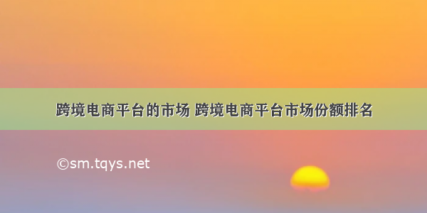 跨境电商平台的市场 跨境电商平台市场份额排名