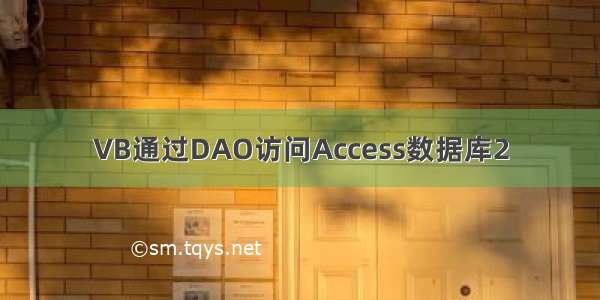 VB通过DAO访问Access数据库2