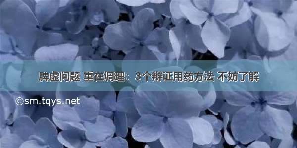 脾虚问题 重在调理：3个辩证用药方法 不妨了解