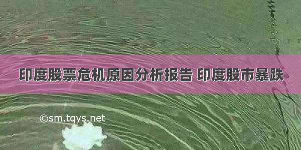 印度股票危机原因分析报告 印度股市暴跌