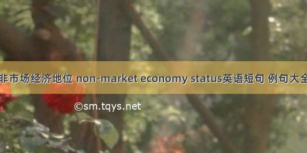 非市场经济地位 non-market economy status英语短句 例句大全