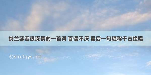 纳兰容若很深情的一首词 百读不厌 最后一句堪称千古绝唱