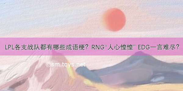 LPL各支战队都有哪些成语梗？RNG“人心惶惶” EDG一言难尽？