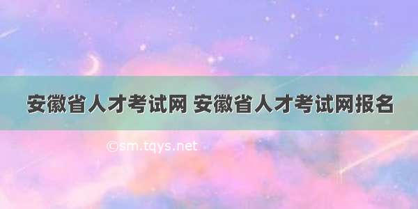 安徽省人才考试网 安徽省人才考试网报名
