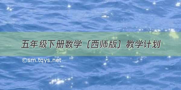 五年级下册数学（西师版）教学计划