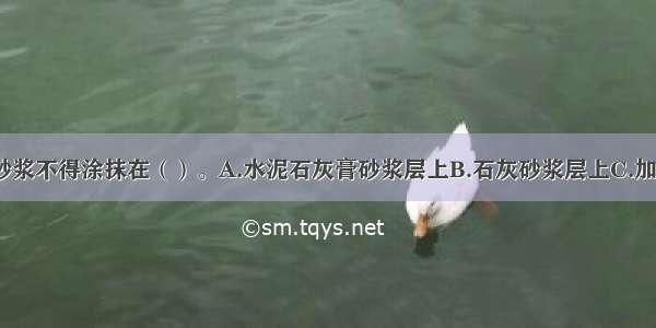 （）水泥砂浆不得涂抹在（）。A.水泥石灰膏砂浆层上B.石灰砂浆层上C.加气混凝土墙