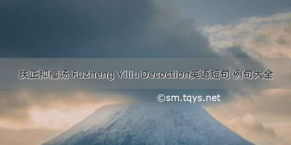 扶正抑瘤汤 Fuzheng Yiliu Decoction英语短句 例句大全