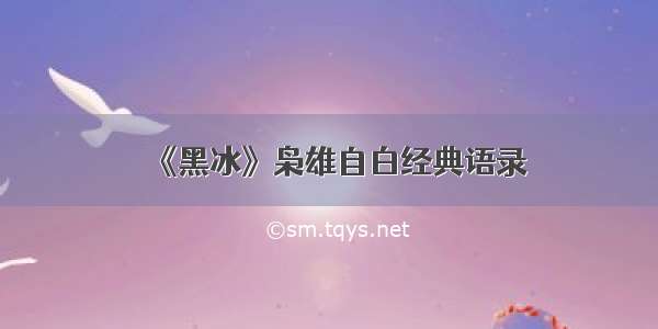 《黑冰》枭雄自白经典语录