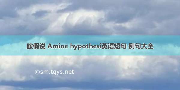 胺假说 Amine hypothesi英语短句 例句大全