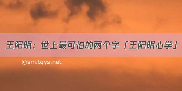 王阳明：世上最可怕的两个字「王阳明心学」