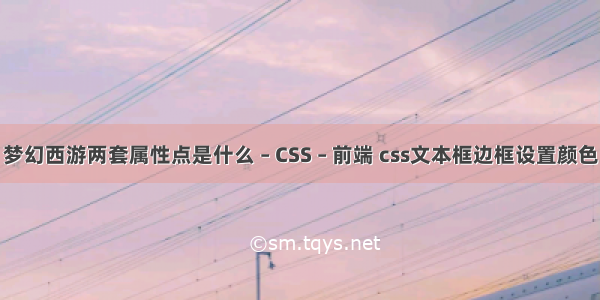 梦幻西游两套属性点是什么 – CSS – 前端 css文本框边框设置颜色