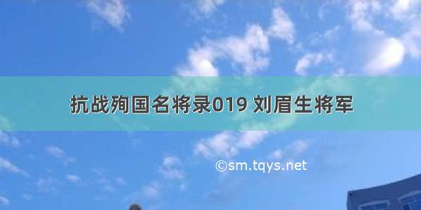 抗战殉国名将录019 刘眉生将军