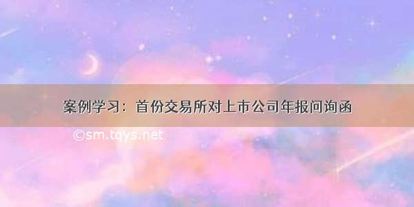 案例学习：首份交易所对上市公司年报问询函