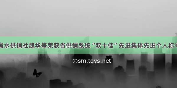 衡水供销社魏华等荣获省供销系统“双十佳”先进集体先进个人称号