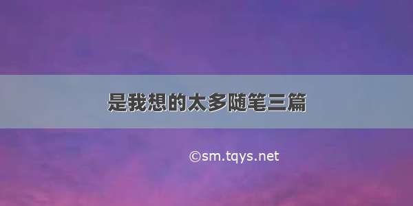 是我想的太多随笔三篇