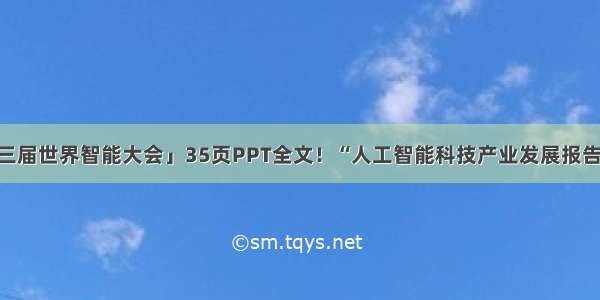 「第三届世界智能大会」35页PPT全文！“人工智能科技产业发展报告”发布