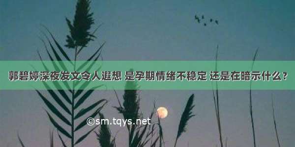 郭碧婷深夜发文令人遐想 是孕期情绪不稳定 还是在暗示什么？