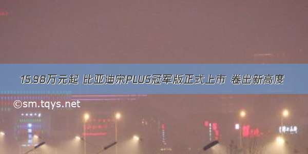 15.98万元起 比亚迪宋PLUS冠军版正式上市 卷出新高度