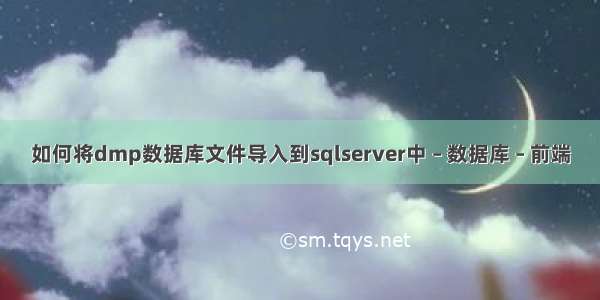 如何将dmp数据库文件导入到sqlserver中 – 数据库 – 前端