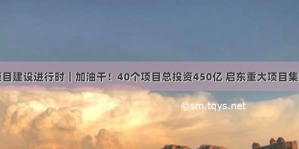 重大项目建设进行时｜加油干！40个项目总投资450亿 启东重大项目集中开工