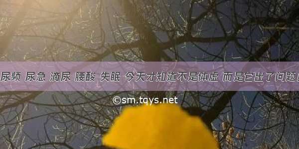 尿频 尿急 滴尿 腰酸 失眠 今天才知道不是体虚 而是它出了问题！