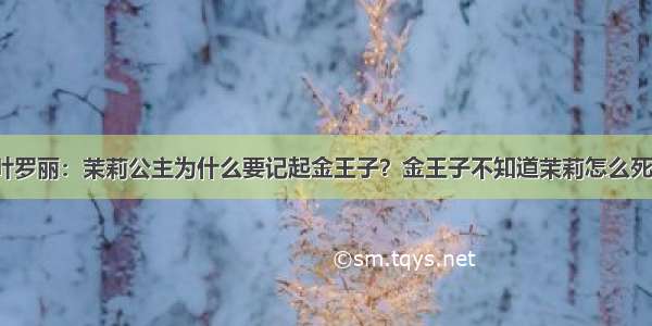 叶罗丽：茉莉公主为什么要记起金王子？金王子不知道茉莉怎么死？