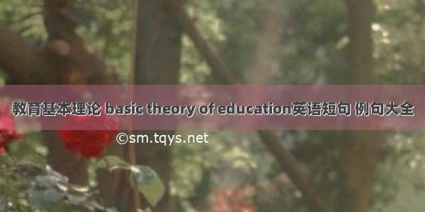 教育基本理论 basic theory of education英语短句 例句大全