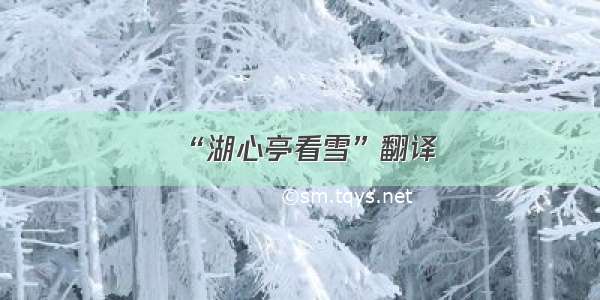 “湖心亭看雪”翻译