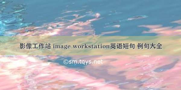 影像工作站 image workstation英语短句 例句大全