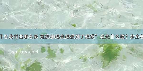 “为什么我付出那么多 竟然却越来越感到了迷惑”这是什么歌？求全部歌词。