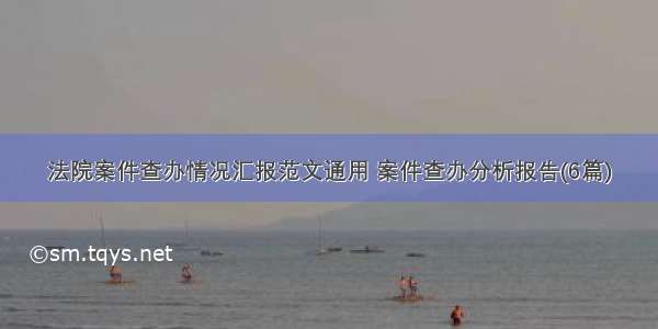 法院案件查办情况汇报范文通用 案件查办分析报告(6篇)