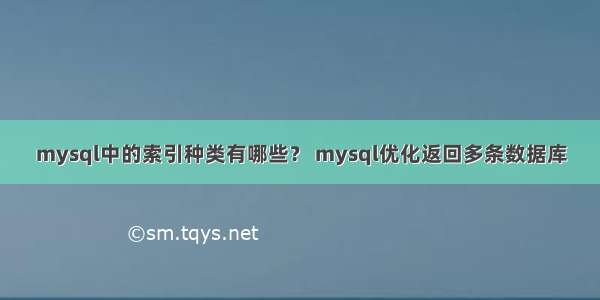 mysql中的索引种类有哪些？ mysql优化返回多条数据库