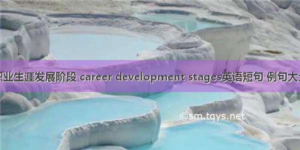 职业生涯发展阶段 career development stages英语短句 例句大全