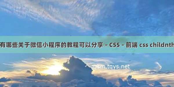 有哪些关于微信小程序的教程可以分享 – CSS – 前端 css childnth