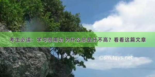 考生必读：学习很用功 为什么总是分不高？看看这篇文章