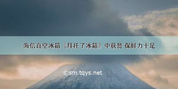 海信真空冰箱《拜托了冰箱》中获赞 保鲜力十足