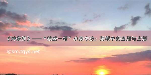 《神豪传》——“情感一哥”小狼专访：我眼中的直播与主播