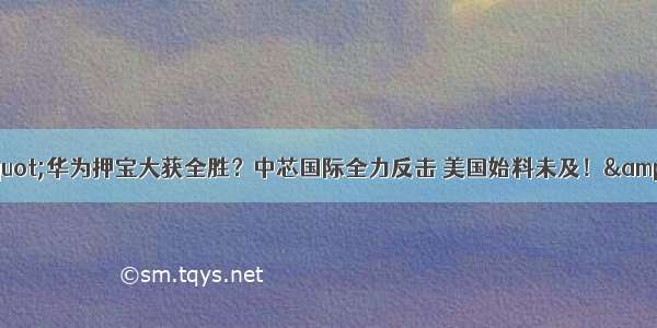 &amp;quot;华为押宝大获全胜？中芯国际全力反击 美国始料未及！&amp;quot;