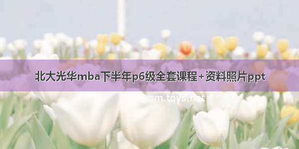 北大光华mba下半年p6级全套课程+资料照片ppt