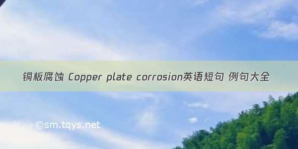 铜板腐蚀 Copper plate corrosion英语短句 例句大全