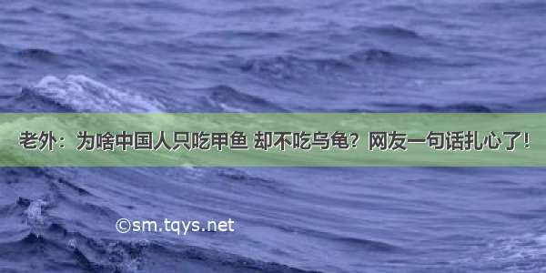 老外：为啥中国人只吃甲鱼 却不吃乌龟？网友一句话扎心了！