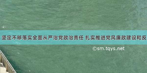 王东峰：坚定不移落实全面从严治党政治责任 扎实推进党风廉政建设和反腐败斗争