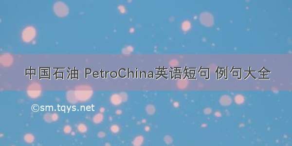 中国石油 PetroChina英语短句 例句大全